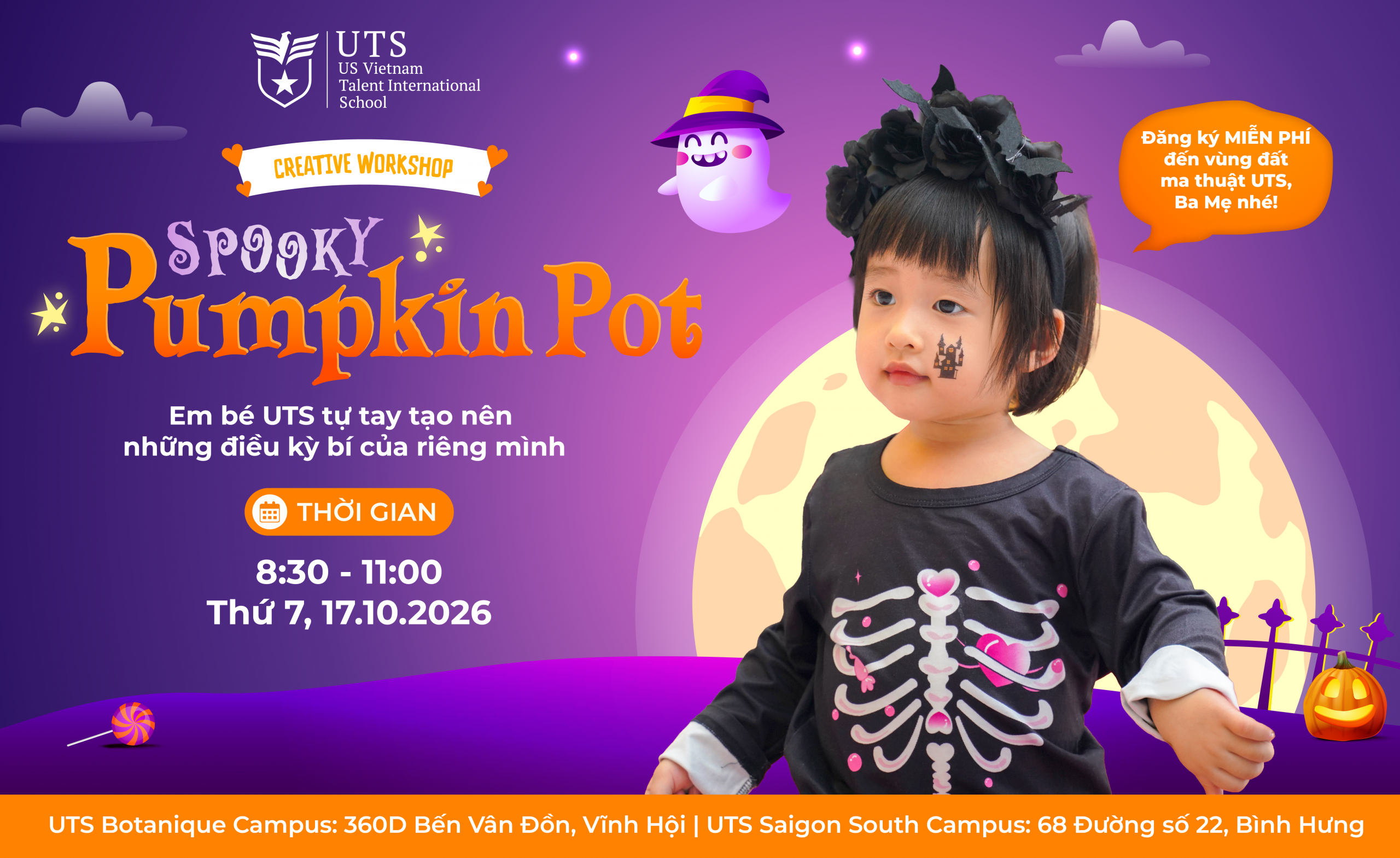 WORKSHOP “SPOOKY PUMPKIN POT” | GIEO MA THUẬT VÀO CHẬU CÂY BÍ NGÔ TẠI UTS